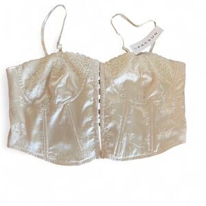 PacSun LA Hearts Cream Lace Corset Top